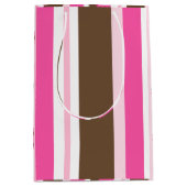 Gift Bags Brown & Pink Stripe  Medium Cadeauzakje (Voorkant)