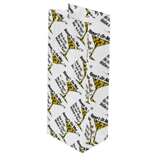 GIFT BAGS - MEDIUM- OF ZELDZAME MARTINI-OLIJVEN? WIJN CADEAUTAS (Voorkant Gekanteld)