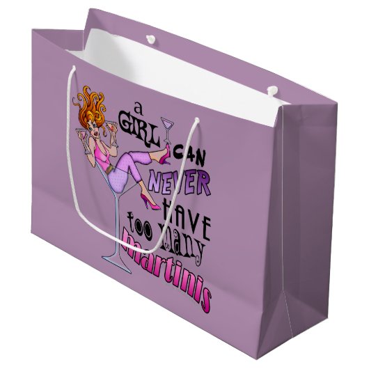 GIFT BAGS - TE VEEL MARTINIS LARGE CADEAUZAKJE (Voorkant Gekanteld)