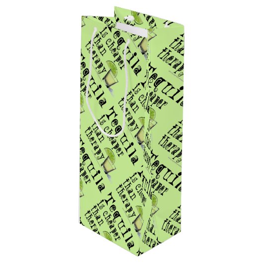 GIFT BAGS - TEQUILA, CHEAPER DAN THERAPIE WIJN CADEAUTAS (Voorkant Gekanteld)
