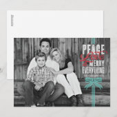 Gift Blue Ribbon Enveloppé Carte photo de vacances (Devant / Derrière)