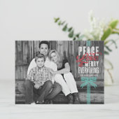 Gift Blue Ribbon Enveloppé Carte photo de vacances (Debout devant)