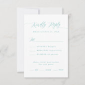 Gift Box Blue RSVP Calligraphy Menu Choice Card (Devant)
