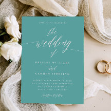 Gift Box Blue Wedding Calligraphy Invitation 