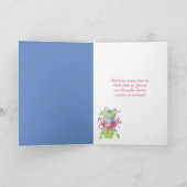 Gift Boxes blue French Kerstcard Feestdagen Kaart (Binnen)