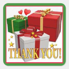 Gift Boxes en Hearts Dank u Vierkante Sticker