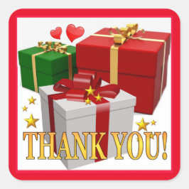 Gift Boxes en Hearts Dank u Vierkante Sticker