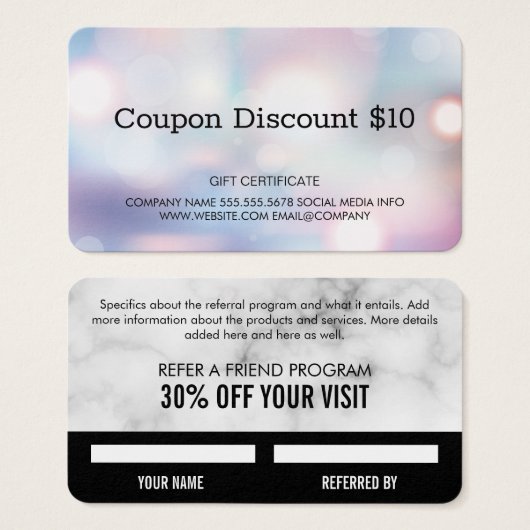 Gift Card Boke | Coupon Code (Devant & derrière)