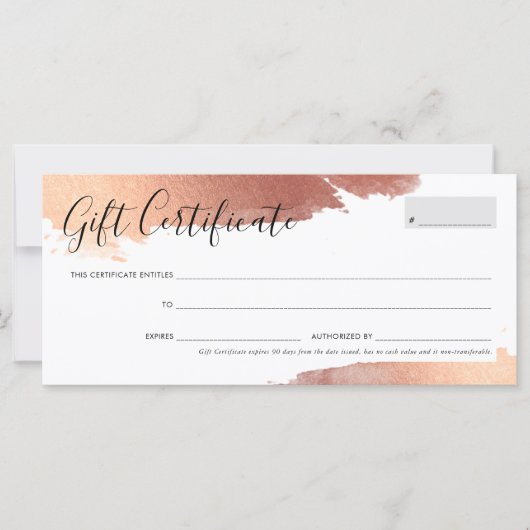 GIFT CERTIFICAAT gelaagd roos goud (Voorkant)