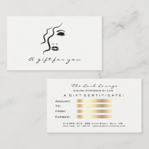 Gift Certificate Black White Gold Lashes Makeup Kortingskaartje