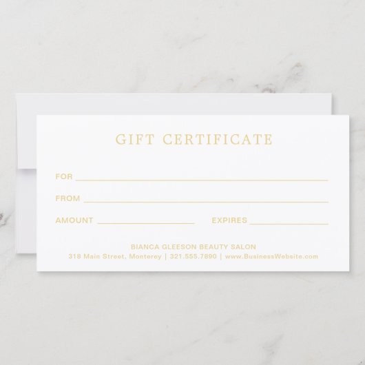 Gift Certificate (blauwe en goudvlinder) (Achterkant)