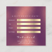 Gift Certificate Copper Gold Lashes Makeup Eye Kortingskaartje (Achterkant)