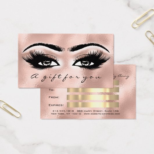 Gift Certificate Glass Blush Lash Extension Makeup Visitekaartje (Kantoor)