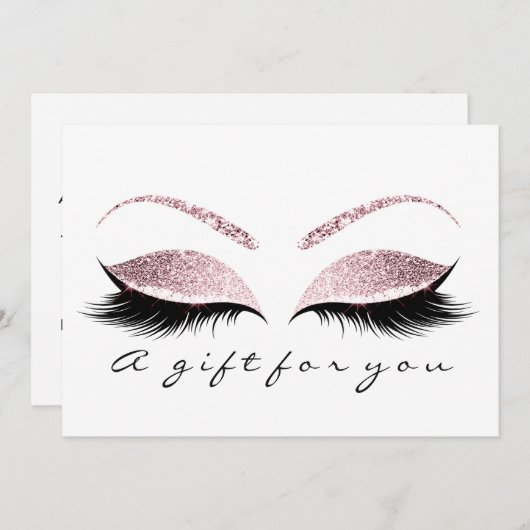 Gift Certificate Glitter Pink Lashes Beauty Makeup (Voorkant / Achterkant)