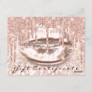 Gift Certificate Glitter Sparkly Kiss Lips Makeup Briefkaart