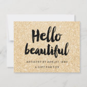 Gift certificate gold glitter sparter hallo script (Voorkant)