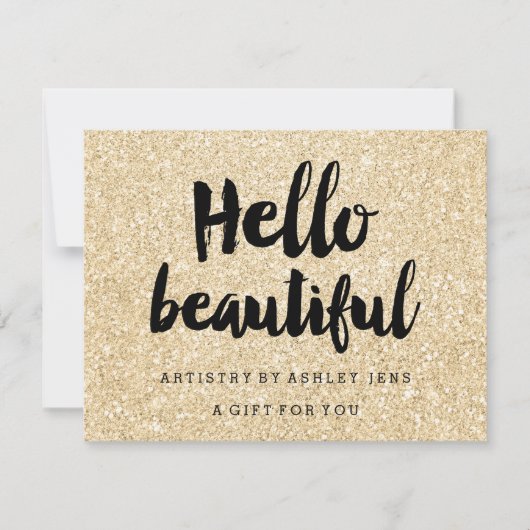 Gift certificate gold glitter sparter hallo script (Voorkant)
