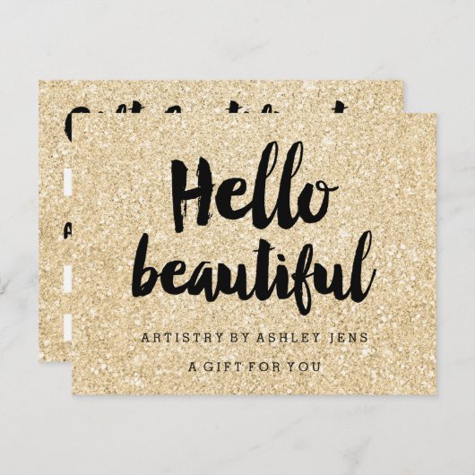 Gift certificate gold glitter sparter hallo script (Voorkant / Achterkant)