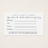 Gift Certificate Gold White Lash Extension Makeup Visitekaartje (Achterkant)