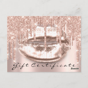 Gift Certificate Lashes Kiss LIps Makeup Glam Briefkaart