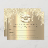 Gift Certificate Lashes Kiss LIps Makeup Gold Briefkaart (Voorkant / Achterkant)