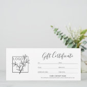 Gift Certificate Logo Photo Modern Script Card (Staand voorkant)