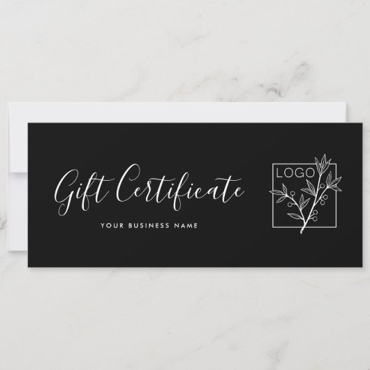 Gift Certificate Logo Script Minimalist Black (Voorkant)