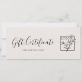 Gift Certificate Logo Script Minimalist Off-White (Voorkant)