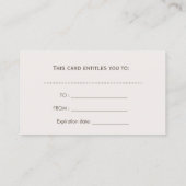 Gift Certificate Massage Therapy Salon Spa Kortingskaartje (Achterkant)