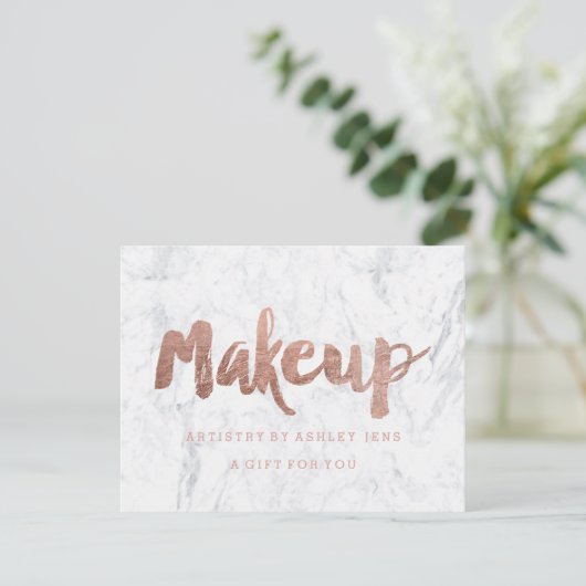 Gift certificate roos gold make-up script marmer (Staand voorkant)