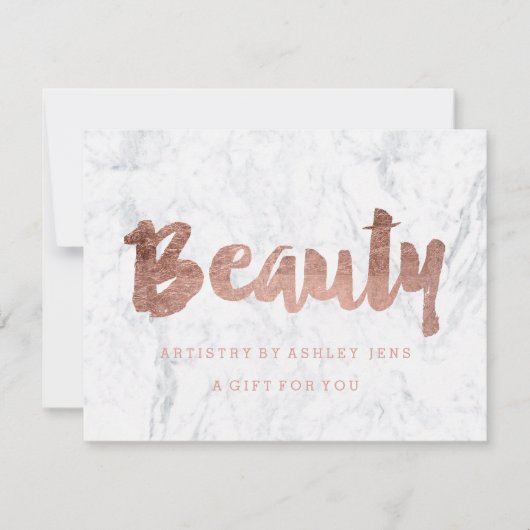 Gift certificate roos Gold schoonheidsscript marme (Voorkant)