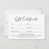 Gift Certificate Script Minimalist Black Card (Achterkant)