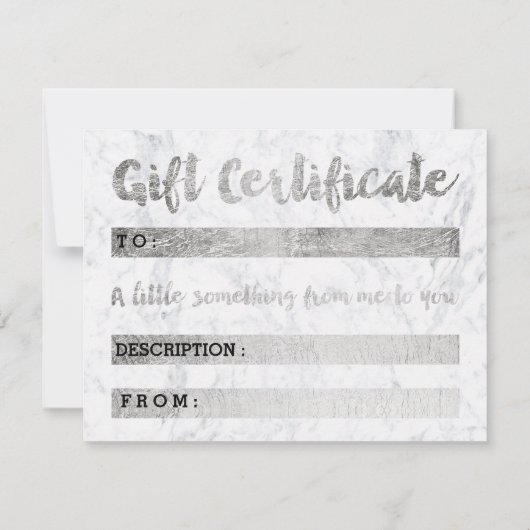 Gift certificate Silmake-up script white marble (Achterkant)