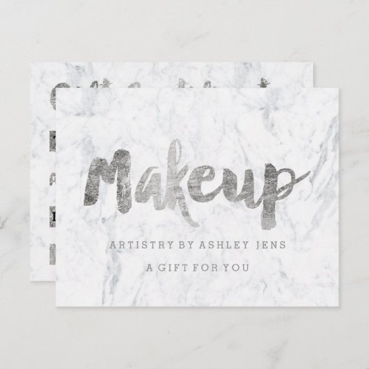 Gift certificate Silmake-up script white marble (Voorkant / Achterkant)