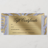 Gift Certificate Tanning Salon Jewelry Silver Gold (Voorkant / Achterkant)