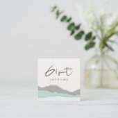 Gift Certificate van Pastel Aqua Gray Kraft Mounta Vierkante Visitekaartje (Staand voorkant)