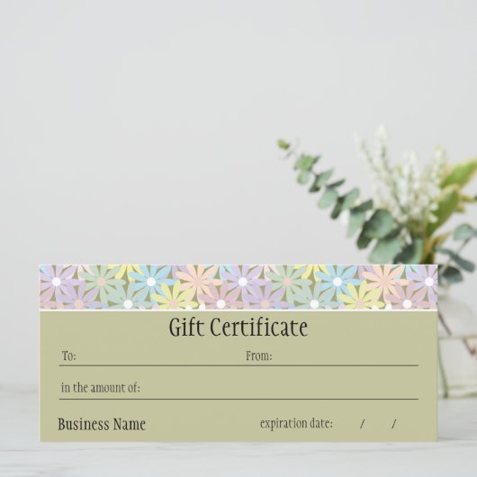 Gift Certificate voor pasteelflesjes (Staand voorkant)