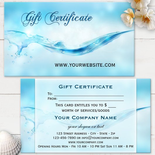 Gift Certificate Water Splash Spa Kortingskaartje