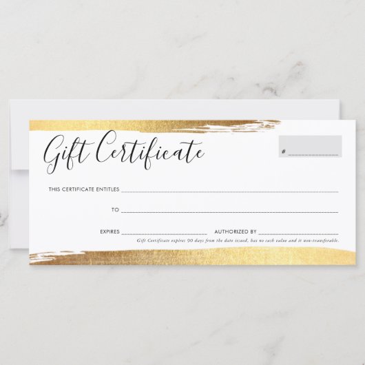GIFT CERTIFICERING VOUCHER elegant chic gilded gol (Voorkant)