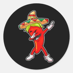 Gift Cute Chili Dabbing Pepper Mexican Hot Jalapen Ronde Sticker