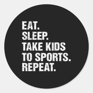 Gift Eat Sleep Kinder naar Sport Herhalen Ronde Sticker