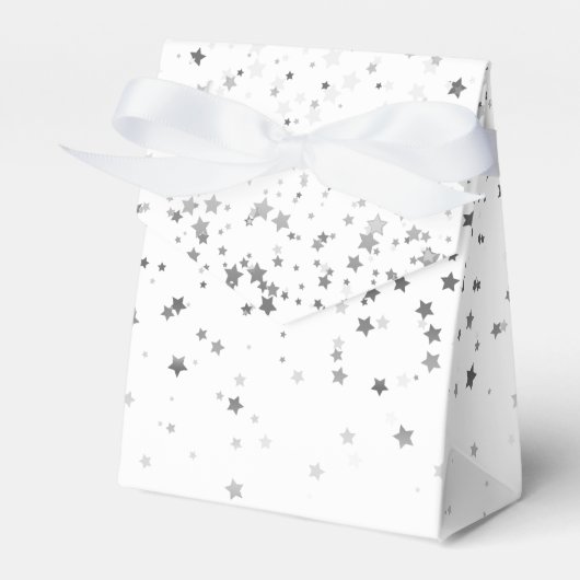 Gift/Favor Box in White & Silver Stars Bedankdoosjes (Voorkant Zijde)