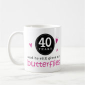 Gift for 40th Wedding Jubileum Butterfly Koffiemok (Links)