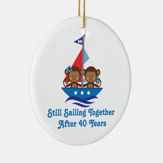 Gift for 40th Wedding Jubileum Monkeys Keramisch Ornament (Rechts)