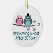 Gift for 50th Wedding Jubileum Hoot Keramisch Ornament (Rechts)