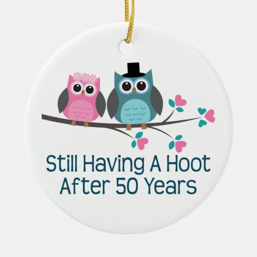 Gift for 50th Wedding Jubileum Hoot Keramisch Ornament (Voorkant)