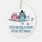 Gift for 50th Wedding Jubileum Hoot Keramisch Ornament (Links)