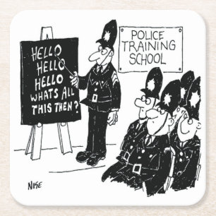Gift for a UK Policeman - Police College Cartoon Vierkante Kartonnen Onderzetter