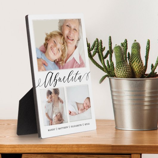 Gift for Abuelita | Grootkinderen 3 Foto-collage Fotoplaat