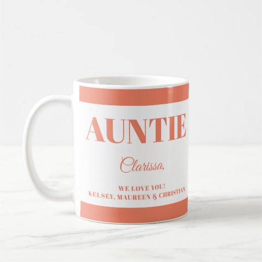 Gift for Auntie with Names Koffiemok (Links)